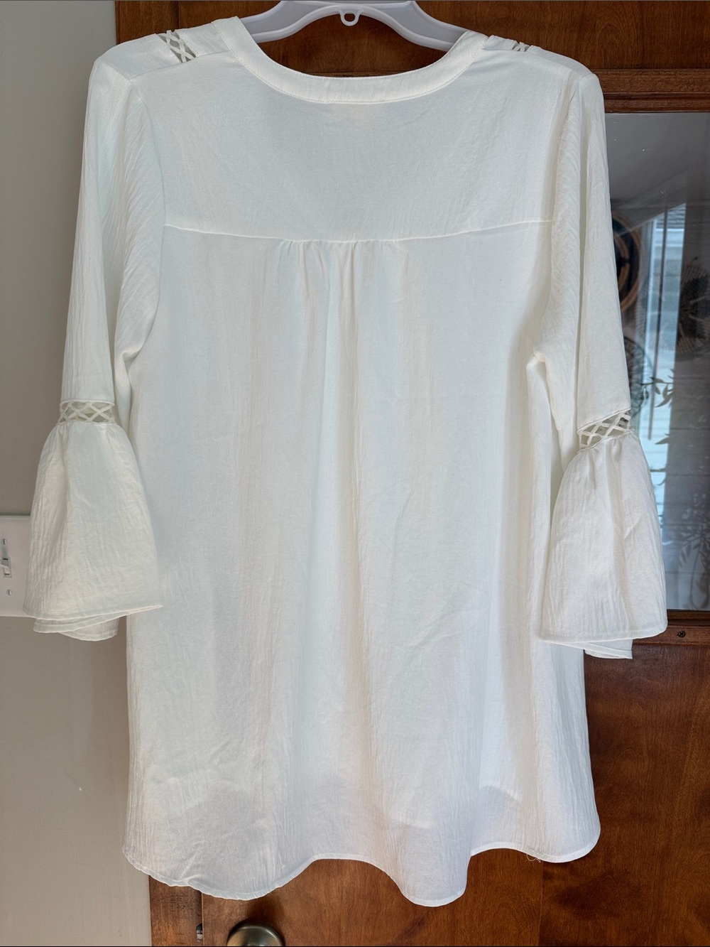 Women's White Boho Crochet Trim Peasant Dress - Picture 2 of 2